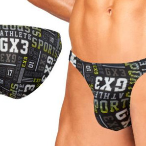 送料無料 新品 未使用 ★☆ GX3 ☆★ ジーバイスリー ロゴプリント Vビキニパンツ ブラック系 XXL