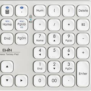 テンキー キーボード Bluetooth5.2 +2.4G接続 ワイヤレス 日本語対応 iOS iPadOS Mac Windows Androidに対応 ライトグレー