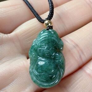 R2-0679天然本翡翠《本物保証》 財神爺 金銭運 ひすいペンダント 一点物 魔除け 昇進 成功 風水 金運財運 幸運 幸福 縁起物 パワーストーン