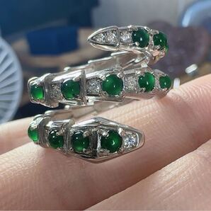 R2M-092天然本翡翠《本物保証》 翡翠リング約14号 (サイズ調整可能)天然未処理 一点物 希少 縁起物 お守り パワーストーン