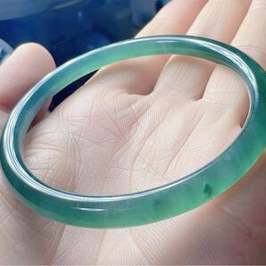 R2-0593天然本翡翠《本物保証》 藍水翡翠 バングル56.5mm 一点物 希少 縁起物 お守り 魔除け 昇進 成功 風水 金運 財運 幸運 幸福