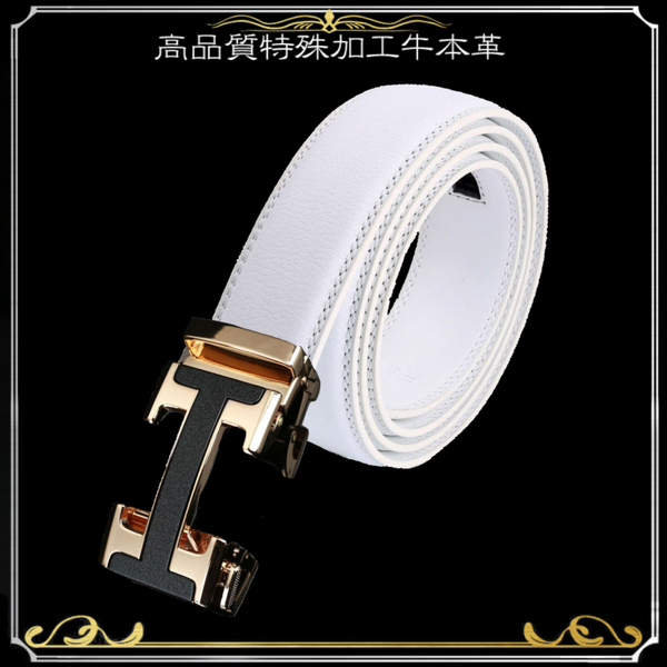 【白】【金I】 ベルト 穴なし 無段階調整ベルト ゴルフベルト 人気の オートロック 式 ベルト メンズ 本革 革 ジーンズ ビジネスベルト