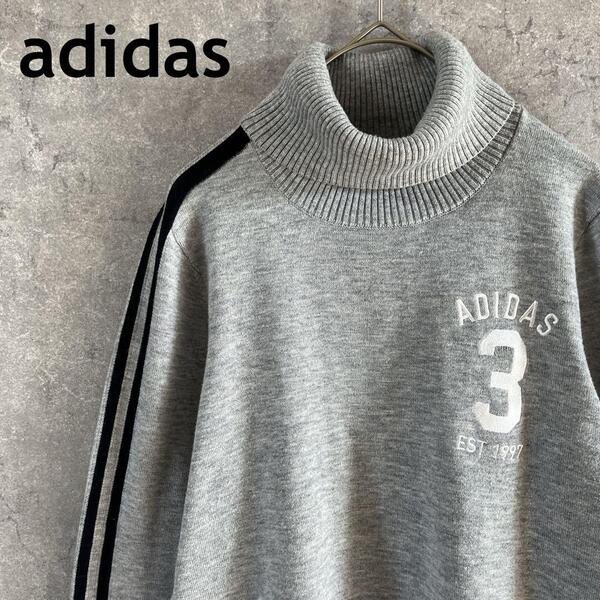 adidas ハイネックニット トレーナー グレー Lレディース程度 C3