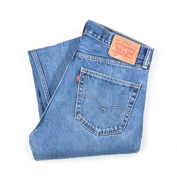 【送料無料】リーバイス 505 ヒゲ 雰囲気◎ ストレート ジーンズ デニムパンツ ブルー W34相当 Levis ジーパン 古着 @EA9127