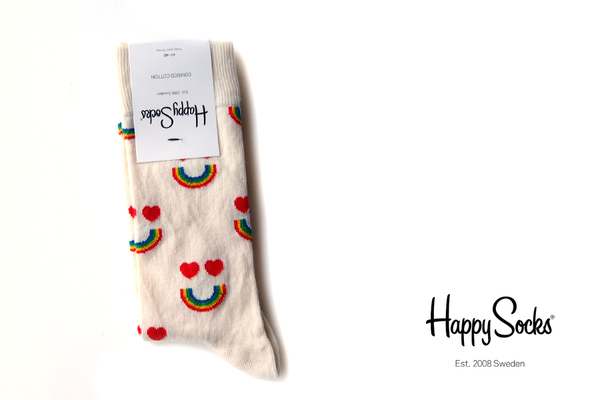 送料無料★新品|未使用|ハッピーソックス|happy socks|クルー丈カジュアルソックス|Happy Rainbow Sock|10117078