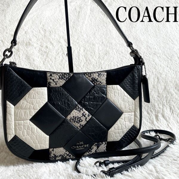 極美品 COACH パッチワーク 2way ショルダーバッグ アクセサリーポーチ