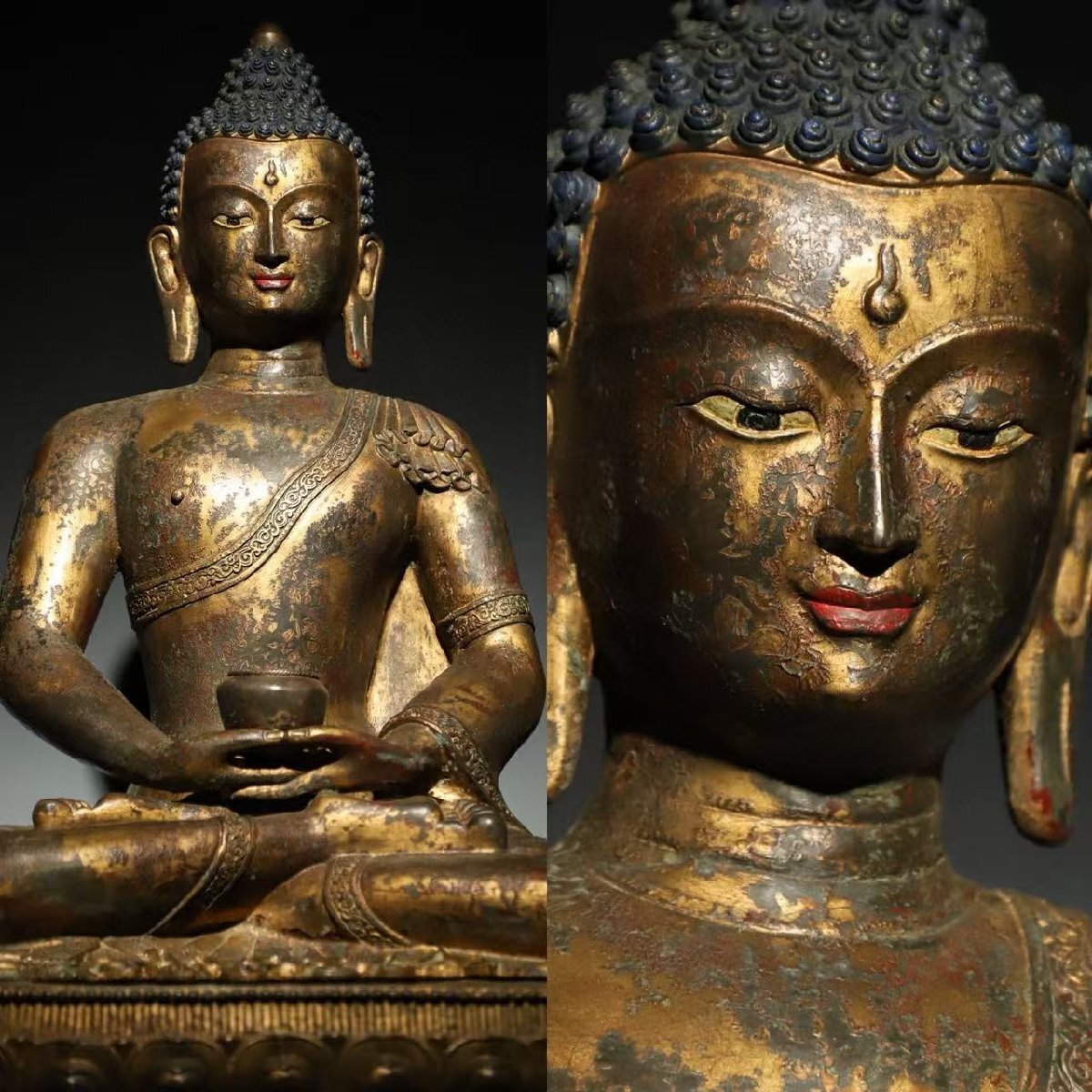 時代 仏教美術 木彫 如来 仏像 高さ約53cm 釈迦 如来 - メルカリ
