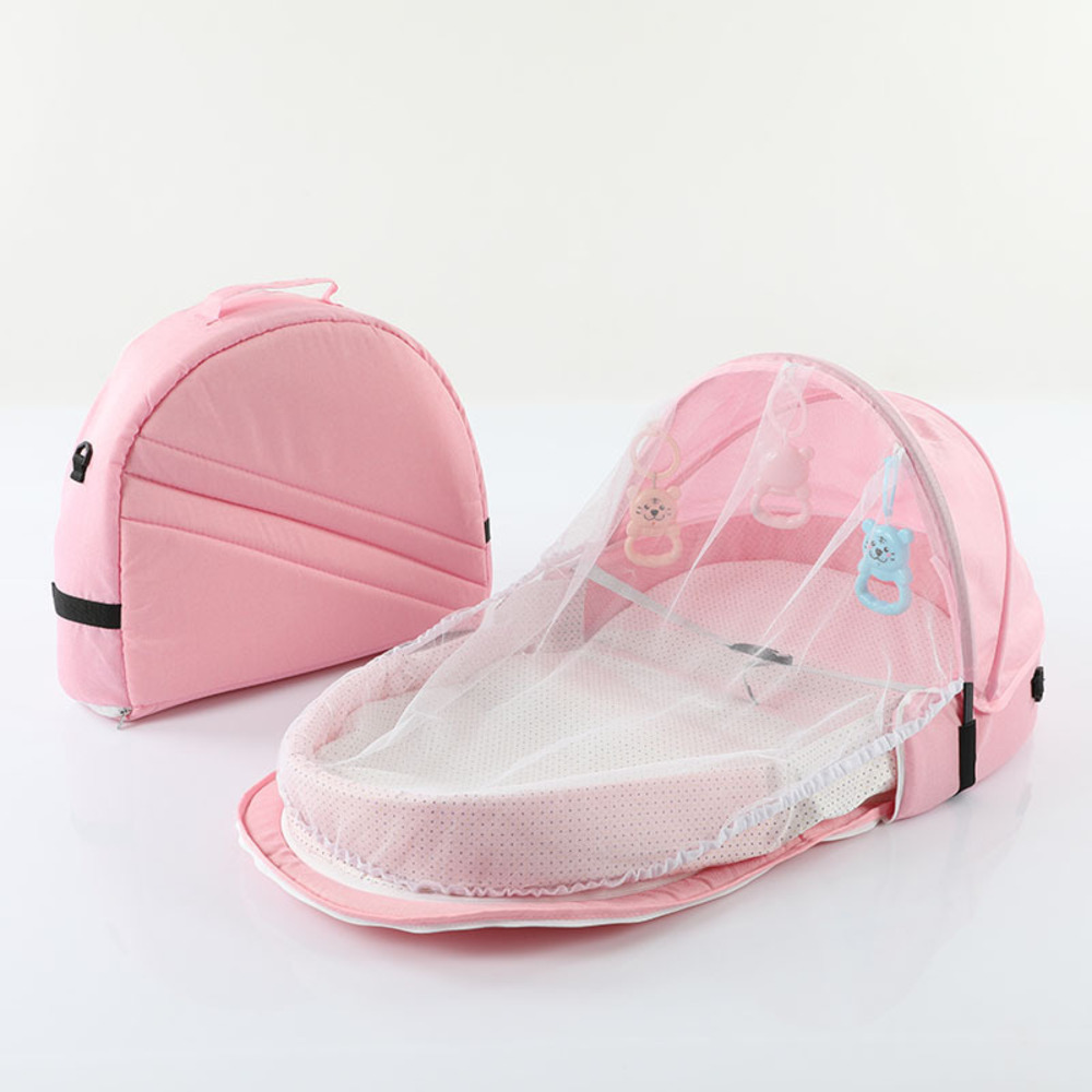 ☆ ピンク ☆ ベビーベッド 折り畳み式 ベッドインベッド