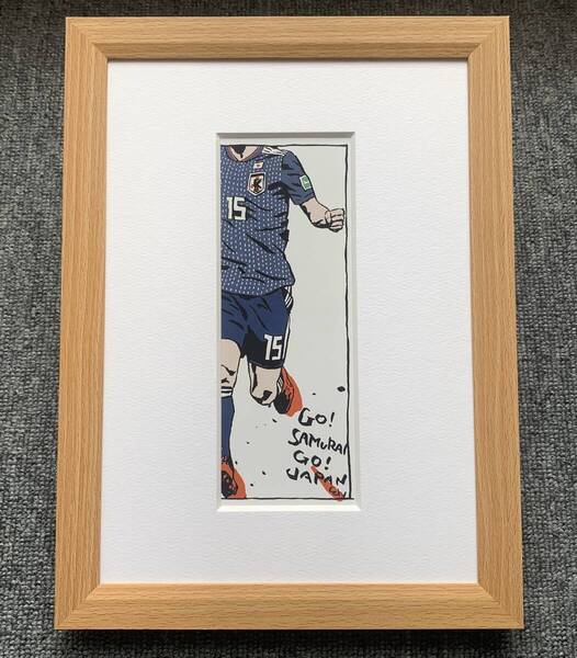 ■江口寿史『サッカーW杯 2018』B5サイズ 額入り 貴重イラスト 印刷物 ポスター風デザイン 額装品 アートフレーム インテリア