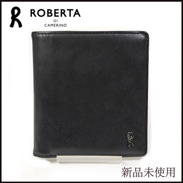 ロベルタ ROBERTA 二つ折り財布 黒 紳士 メンズ 薄型 新品未使用