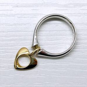 美品 Georg Jensen ジョージジェンセン 246 ハート コンビ リング 925 750 約16号