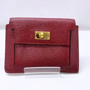美品 HERMES エルメス ケリーポケット シェーブル Y ミニ財布 ルージュアッシュ コインケース カード
