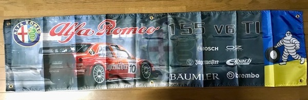 値下げ特価!お部屋に!アルファロメオ 155 V6 TIロゴ タペストリー フラッグ 横長サイズ 送料無料
