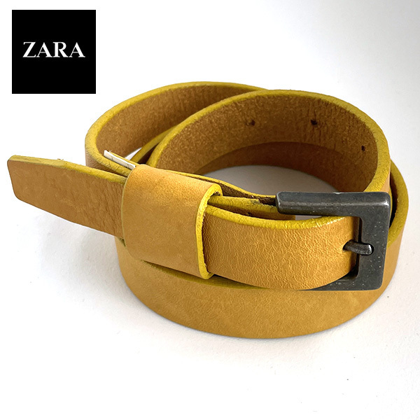 送料無料 ZARA ザラ ナロー レザーベルト 本革 ドレス モード ストリート ミリタリー ワーク アメカジ ユーロ ヴィンテージ 古着