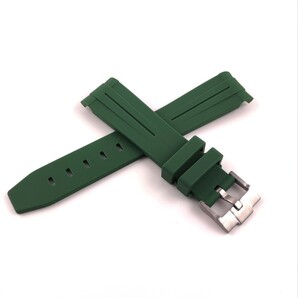 20mm 腕時計 社外品 ラバーベルト カーブエンド グリーン 緑 【対応】ロレックス サブマリーナ/GMTマスター等 Rolex