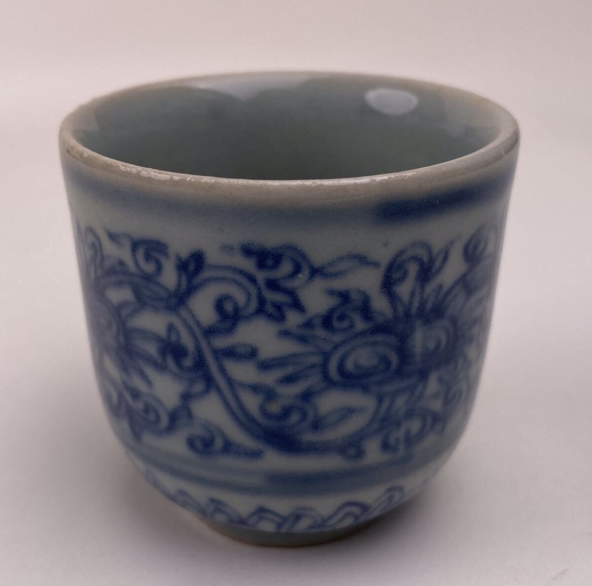 中国美術 青花 古染付 碗 在銘 φ14cm 仕服 茶道具伝来 YC164