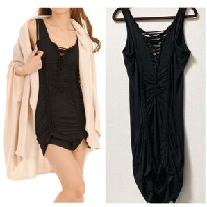 LIP SERVICE ワンピース / リップサービス 黒 ブラック ミニワンピース ゴス ゴシック モード ロック ギャル 見せブラ 露出 カッティング