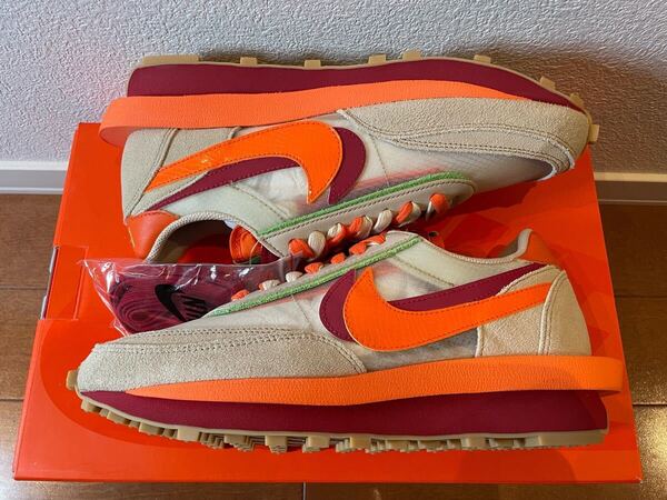 未使用 ナイキ NIKE SACAI × CLOT × LD WAFFLE DH1347-100 (ネット/オレンジブレイズ/ディープレッド/グリーンビーン) 27.5cm
