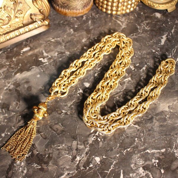 USA VINTAGE FRINGE DESIGN GOLD CHAIN BELT/アメリカ古着フリンジデザインゴールドチェーンベルト