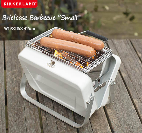 新品/定価6,050円☆KIKKERLAND☆卓上バーベキューコンロ ソロキャンプbbqミニブリーフケース バーベキュー1人用ベランピング白コンパクト