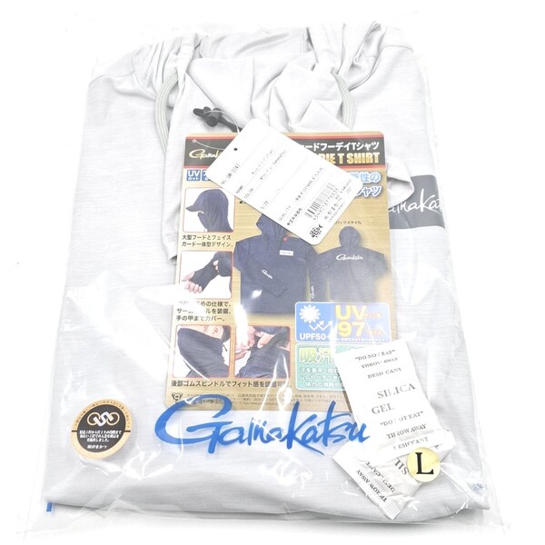 がまかつ サンシェードフーディTシャツ Lサイズ ホワイトグレー GM3747 UVカット フードあり Gamakatsu