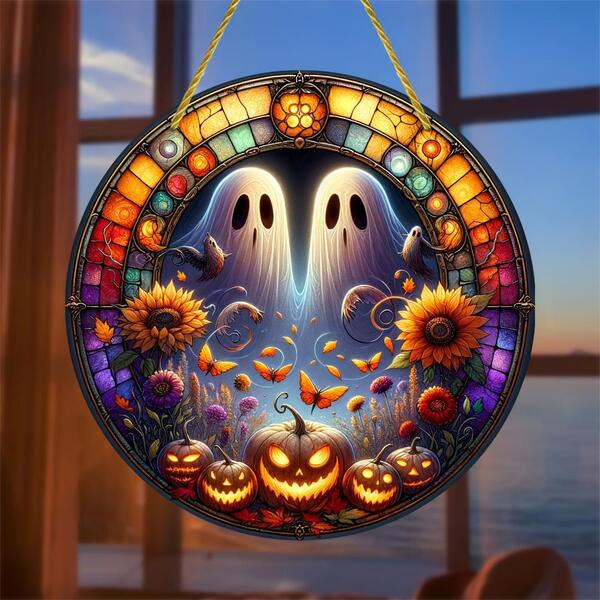 ハロウィンおばけのサンキャッチャー コースターにもおすすめサイズ★