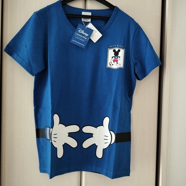 新品タグ付き 【Mサイズ 】 ベルメゾン サッカー応援ディズニーTシャツ ミッキーマウス 青 レディース 半袖Tシャツ 送料無料