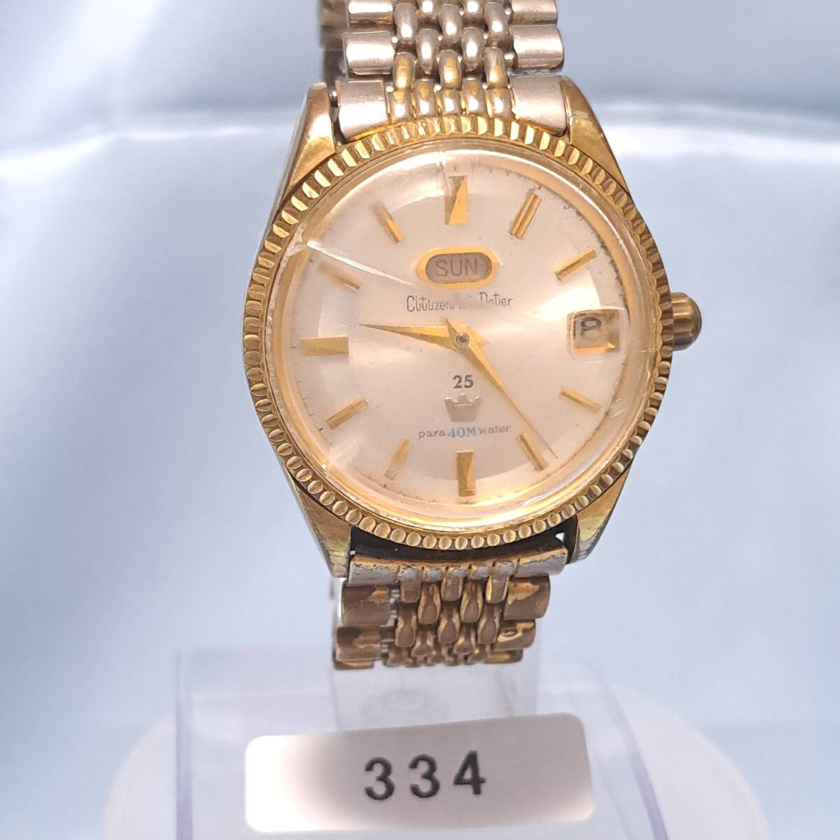 OH済 CITIZEN シチズン Auto dater7 オートデータ7 金色ケース 文字盤焼け