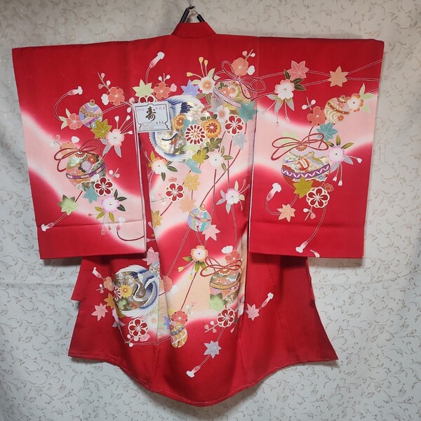 #3-022 正絹 女児 お宮参り 祝着 きもの 保管品
