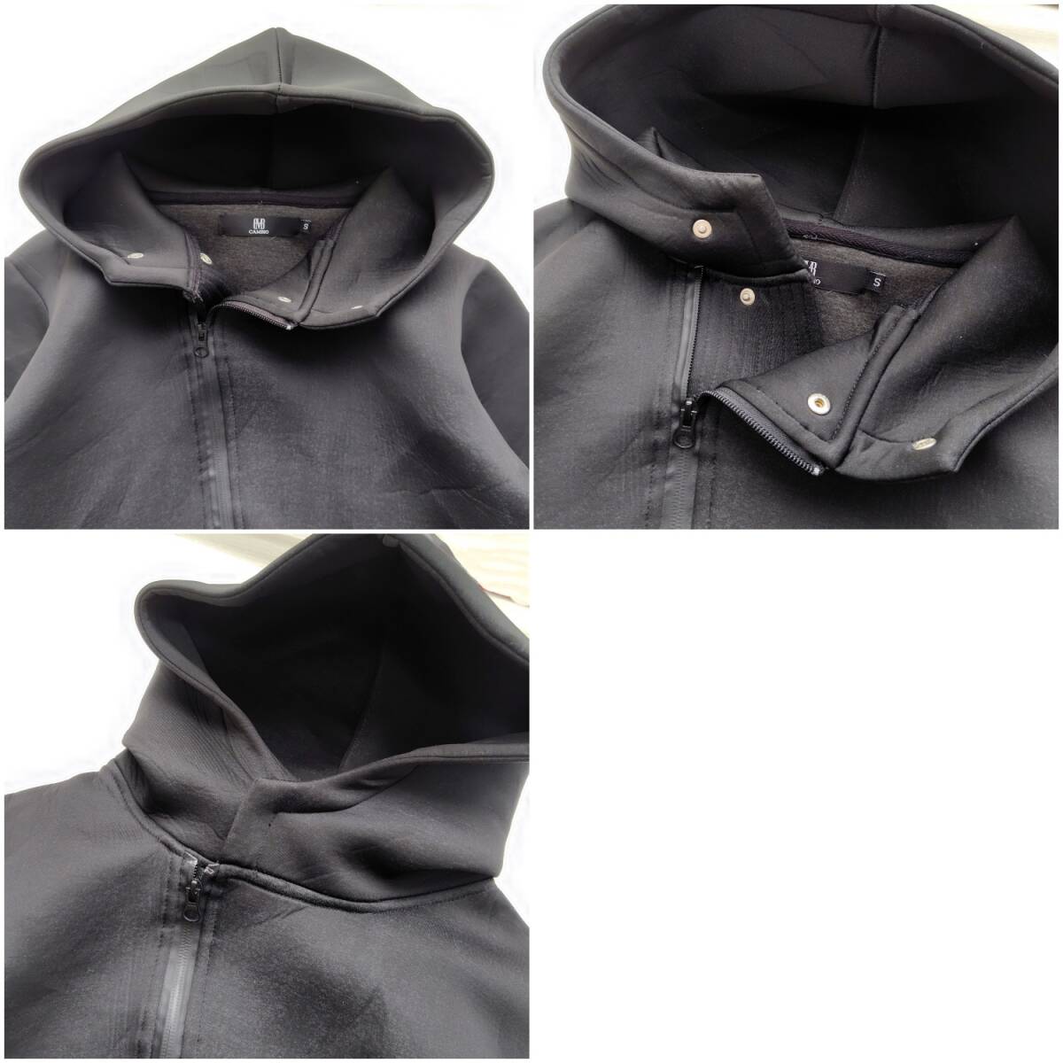 CAMBIO　カンビオ ダンボールニット ジップアップパーカー S モード系シンプルデザイン　黒　250126-04_サムネイル画像3