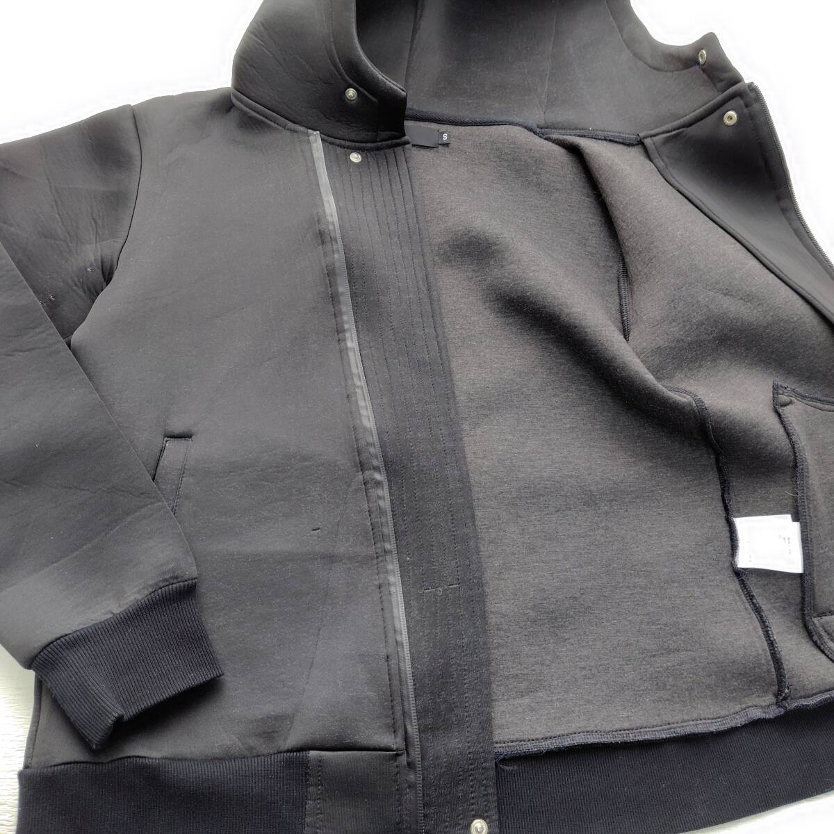 CAMBIO　カンビオ ダンボールニット ジップアップパーカー S モード系シンプルデザイン　黒　250126-04_サムネイル画像5