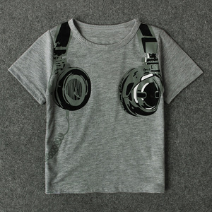 在庫処分セール中★新品★110 大人気♪ グレー 半袖 ヘッドフォン Tシャツ 男の子 女の子 カッコイイ!
