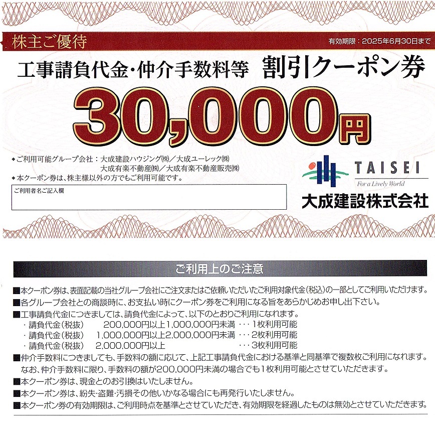 2025年最新】Yahoo!オークション -大成建設株主優待券の中古品