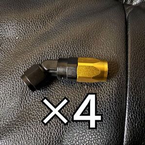 4個セット AN6 オイルクーラー ホースエンド フィッティング 45° 継手 #6 検 アールズ アクティブ PLOT Setrab アルミ 黒×金