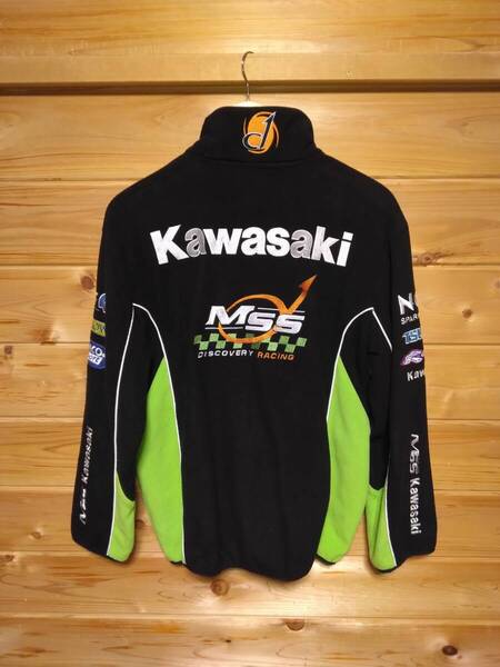 Kawasaki MSS カワサキ メンズフリースレーシングジャケット Mサイズ大きめ カワサキカラー MSSチーム希少モデル バイカー