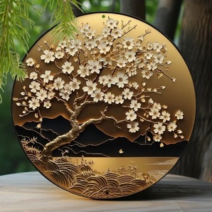 入荷!桜④ ブリキ/アルミ看板 ラウンド インテリア