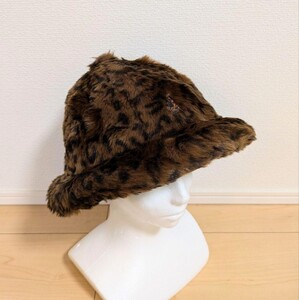 M 美品 KANGOL Faux Fur Casual カンゴール フェイクファーハット ボアハット バケットハット 豹柄 ヒョウ柄 レオパード 茶 黒 K4190ST