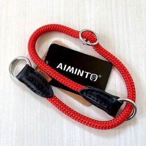 Aiminto 犬用ロープ プロトレーニング ノープルラウンドマルチンゲールカラー、スライダブルストップリング付 (厚み8mm 長さ45cm)