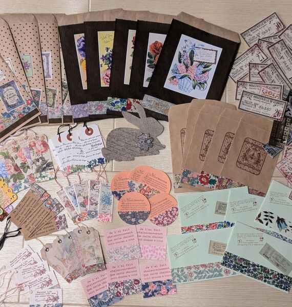リバティ☆布シール☆ラッピングセット② 封筒・シール・タグなどいろいろ