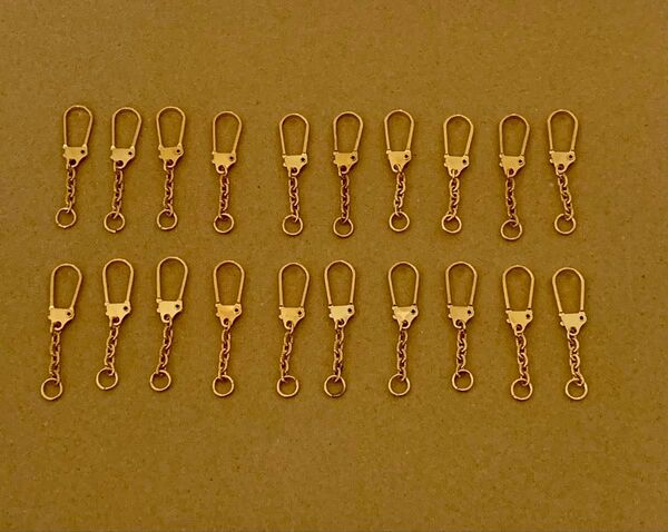 フック式 キーホルダー金具 20個 ゴールド ハンドメイド材料 金具パーツ 丸カン付き