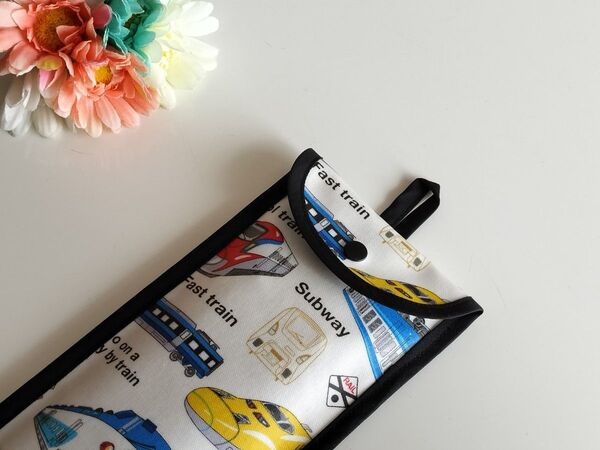 ループ付き27桁用そろばんケース 新幹線 トレイン 電車 ホワイト 男の子用