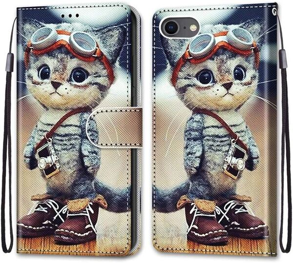 iphone se2 se3 ケース 手帳型 カバー かわいい 猫プリント