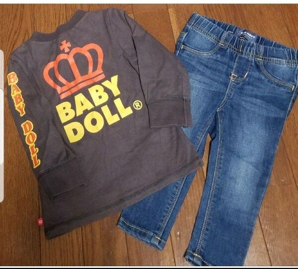 BABY DOLL 90cm 長袖Tシャツ 18-24M OLD NAVY デニムパンツ
