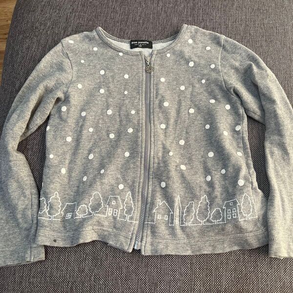 pom ponette ジップアップカーディガン 130 グレー