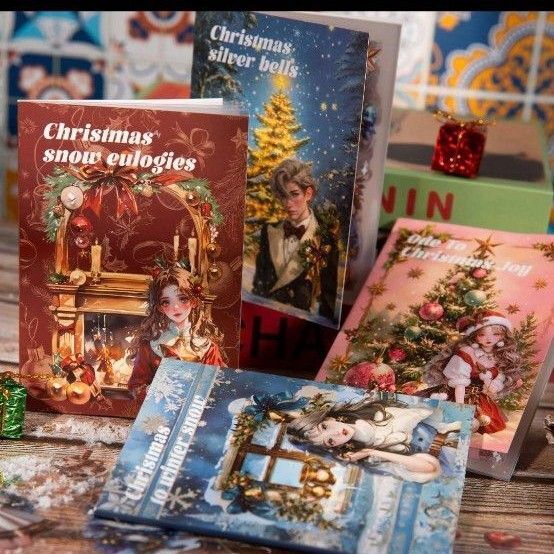 シールブック クリスマスステッカーブック 4種類80シート入り コラージュ 素材