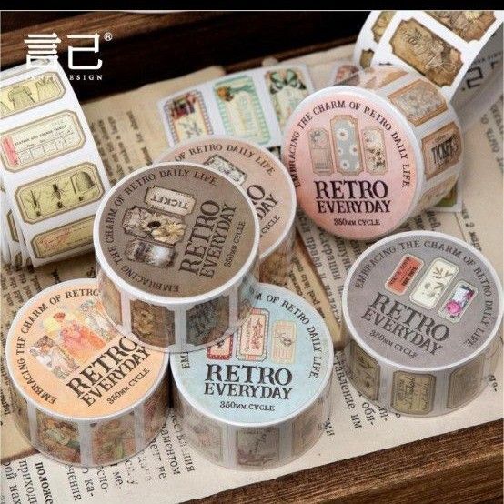 ロールシール レトロデイリー 6種類各2m コラージュ 素材