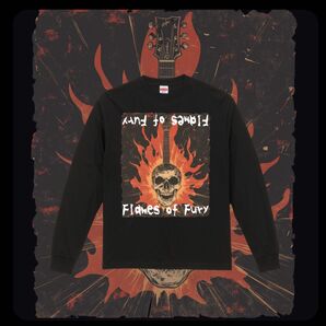 新品 2.1インチリブ ハードロック スカル ギター ロンT 黒 ストリート ロンT Tシャツ ギターポップ