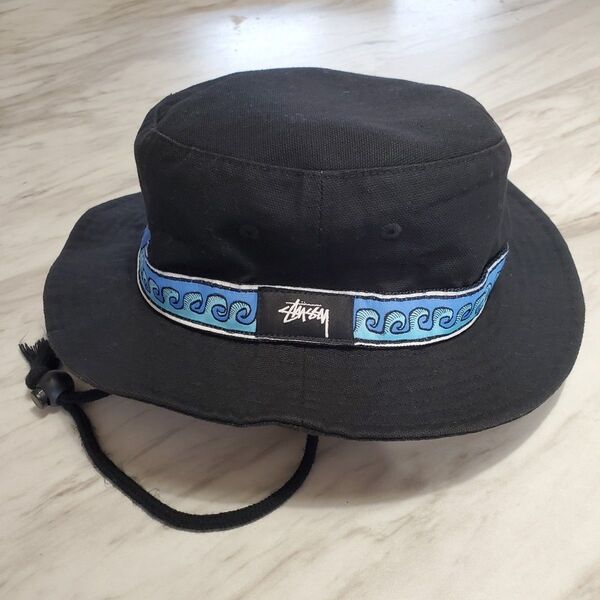 【美品】stussy × KAVU コラボ ストラップバケットハット 黒