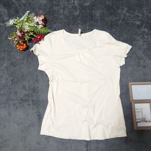 ね着手 Tシャツ(L)ベージュ/丸首