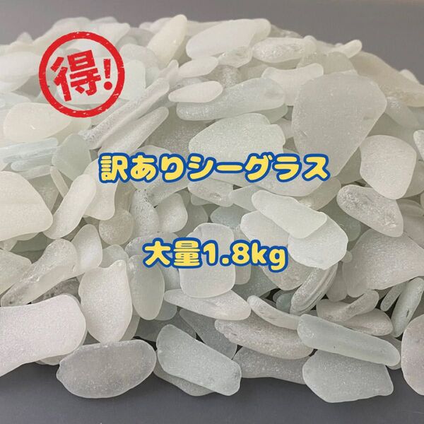 天然シーグラス(809) 訳ありシーグラス 大量1.8kg! ホワイト 小〜大サイズ